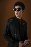 CALVES- HAND EMBROIDERED DESIGNER KURTA - BLACK