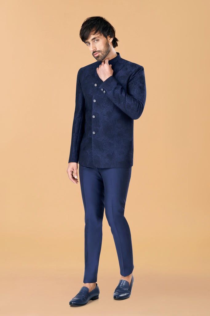 Midnight Blue overlaping Jodhpuri Coat