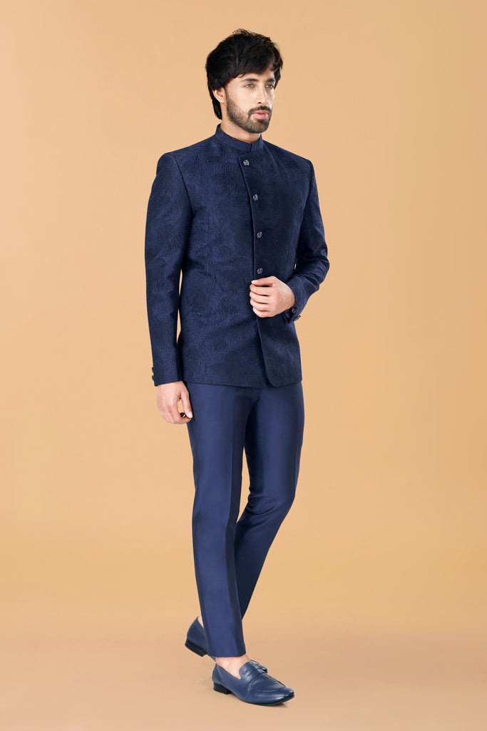 Midnight Blue overlaping Jodhpuri Coat