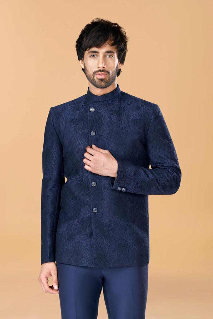 Midnight Blue overlaping Jodhpuri Coat