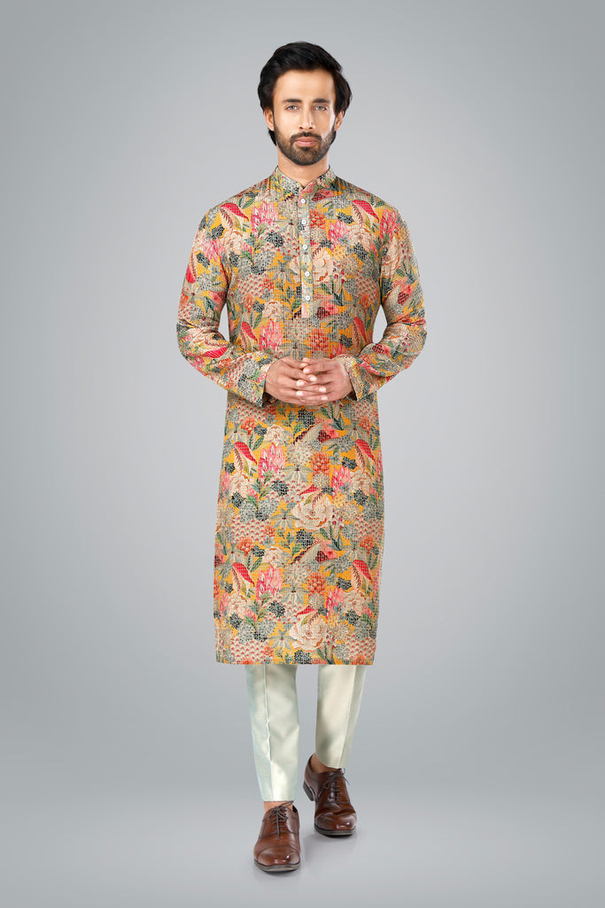 Floral printed & embroidered Kurta.