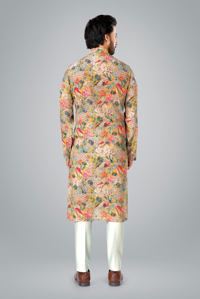 Floral printed & embroidered Kurta.