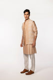ROSEGOLD PINTUCK WITH EMBROIDERED BUNDI WITH ROSEGOLD KURTA SET