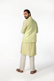 MINT GREEN ABSTRACT MIRROR BUNDI WITH MINT GREEN MIRROR ABSTRACT KURTA SET