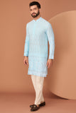 SKY BLUE CHIKANKARI KURTA