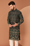 BLACK KASHMIRI EMBROIDERED KURTA WITH INTRICATE MULTI-THREADWORK