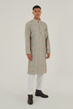 GEOMETRIC EMBROIDERY KURTA SET WITH MIRROR WORK