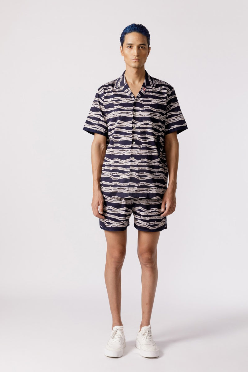 SCRATCHY PRINT RESORT SHIRT