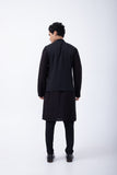 BLACK PINTUCK KURTA WITH BLACK 3D EMBRIODERED BUNDI