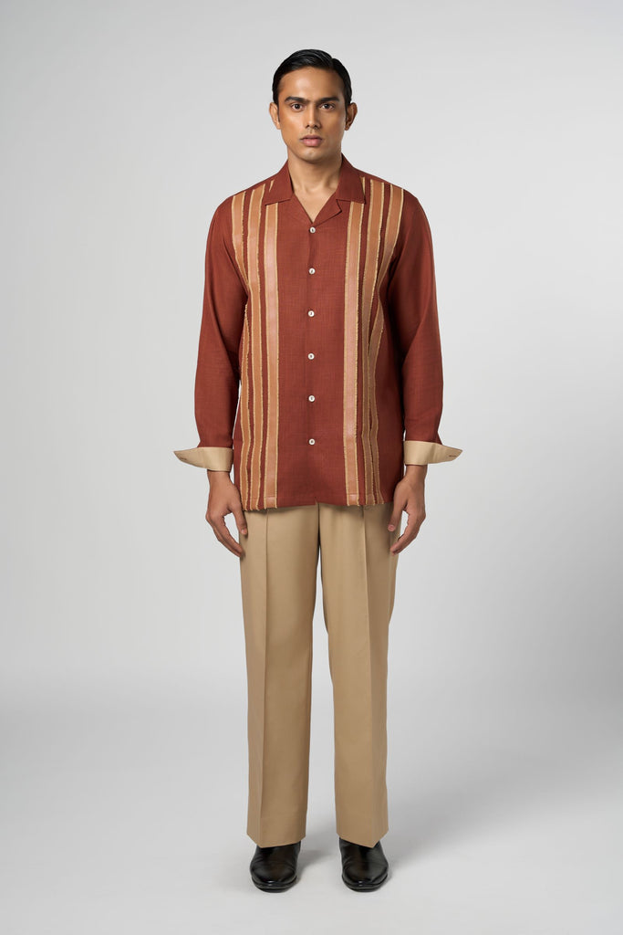 LEATHER STRIPED SHIRT