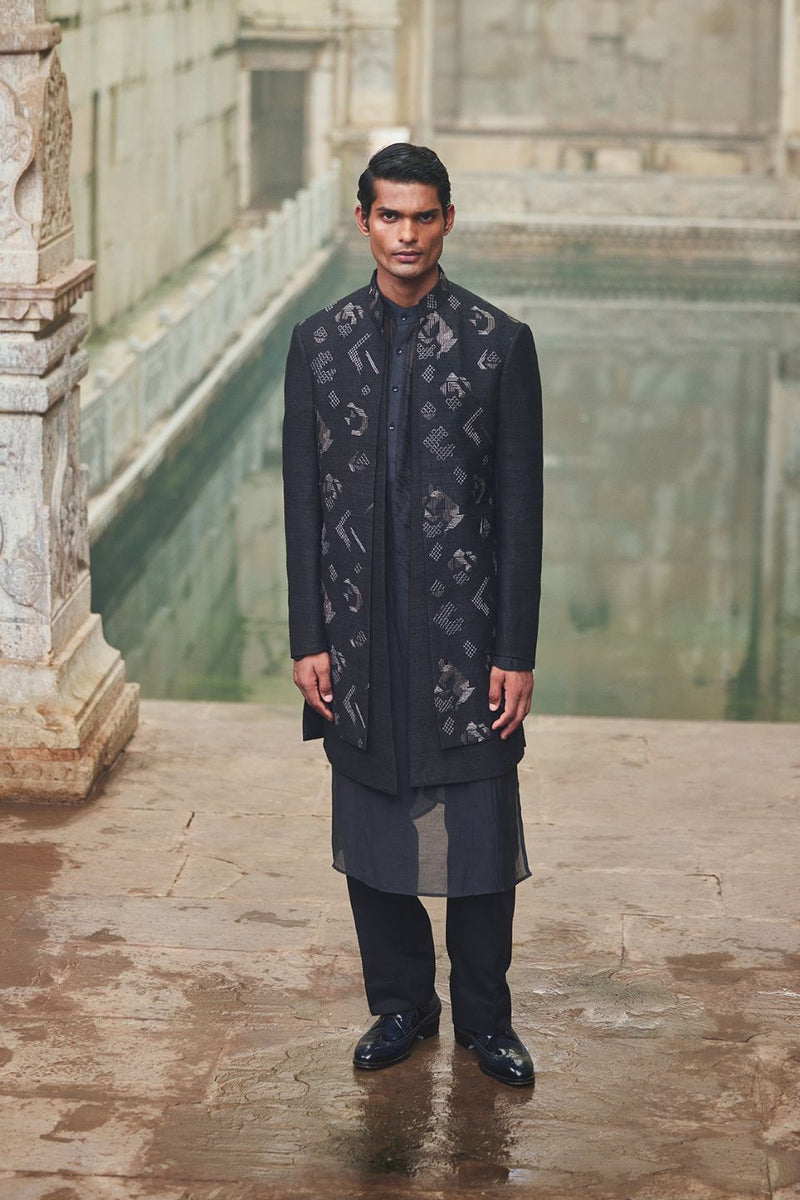 CRISS CROSS FRONT OPEN SHERWANI