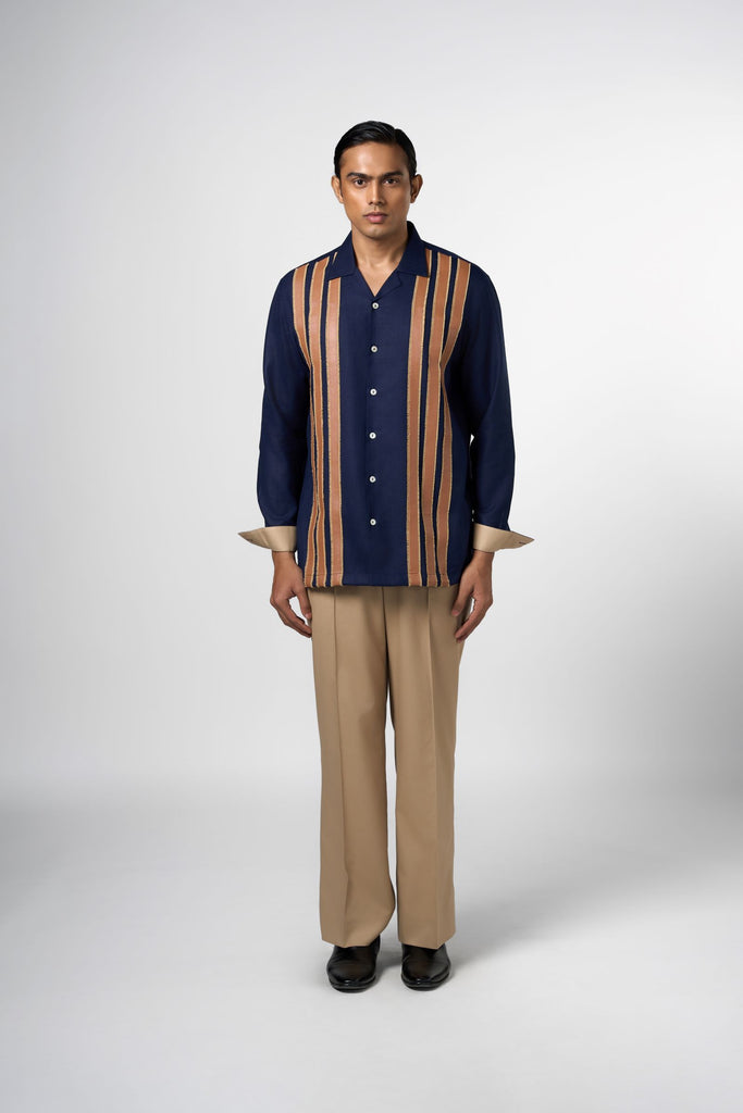 LEATHER STRIPED SHIRT