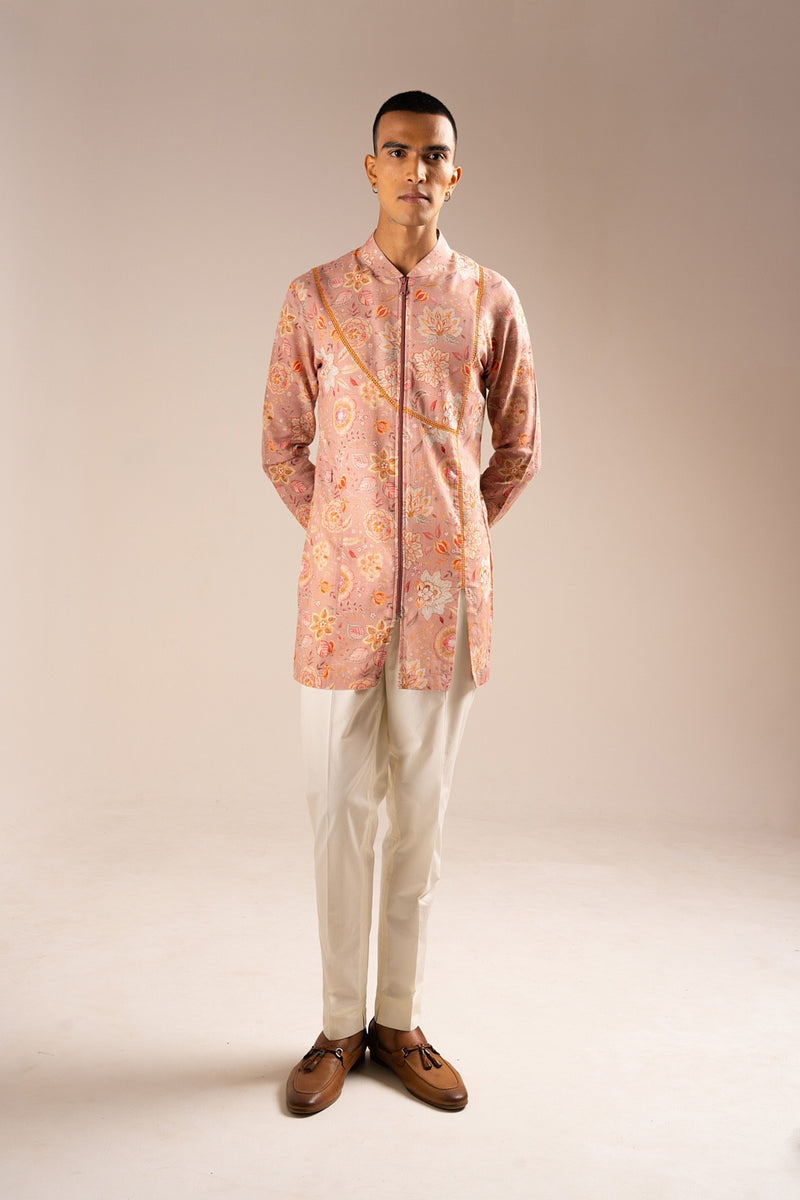 ROSE VERSAILLES COTTON LINEN ZIPPER KURTA PAJAMA SET