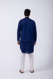 BLUE SILVER HAND EMB KURTA WITH BLUE SILVER HAND EMB OPEN BUNDI