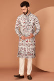 WHITE KURTA WITH FLORA-FAUNA MOTIFS