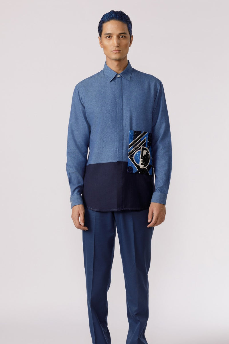 SHAPES OF EMOTION EMBROIDERED PATCH POCKET SHIRT