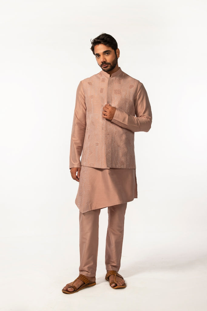 ONION EMBROIDERY BUNDI WITH ONION EMBRIODERY KURTA SET