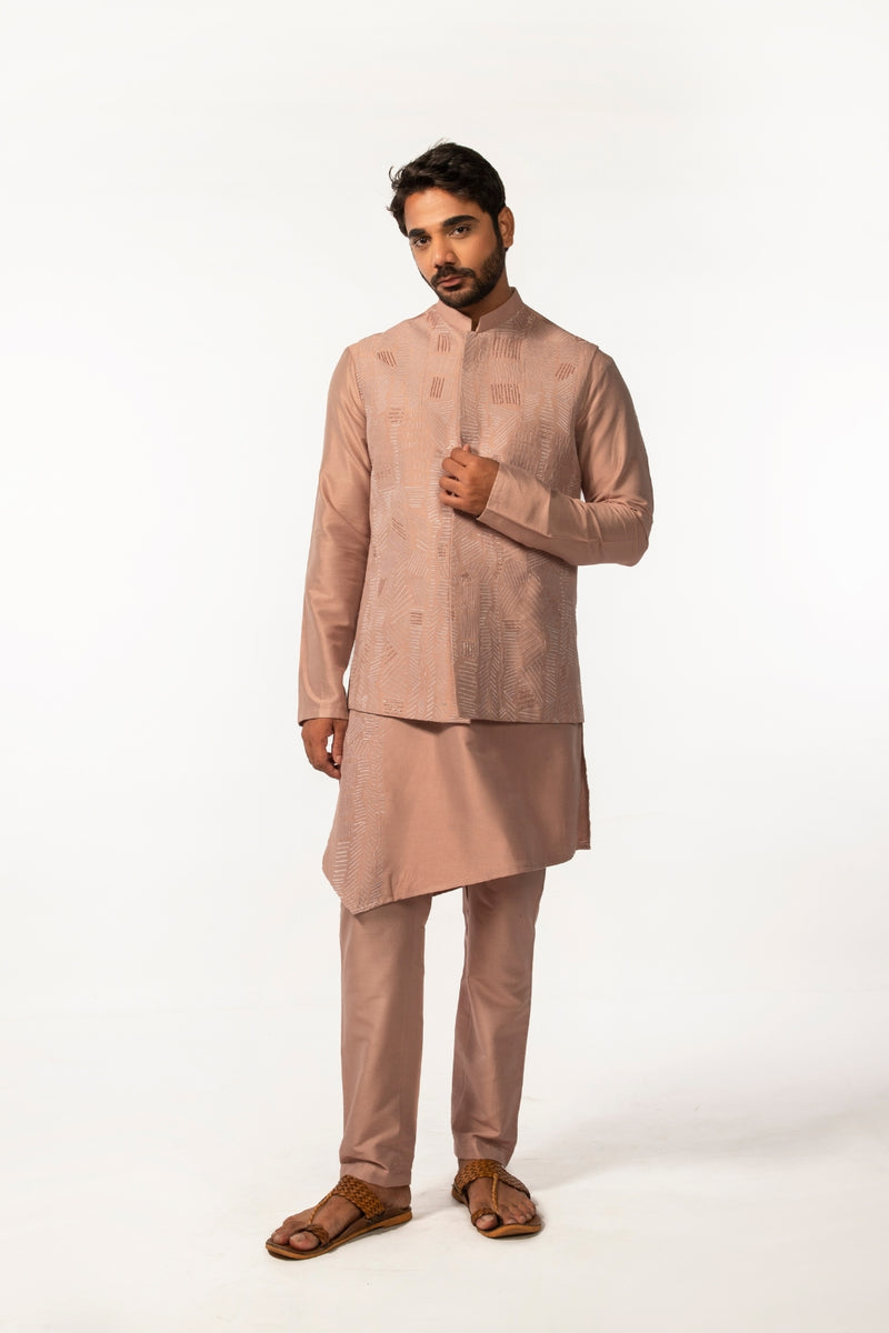 ONION EMBROIDERY BUNDI WITH ONION EMBRIODERY KURTA SET