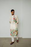 IVORY CHANDERI HAND PAINTED KURTA SET