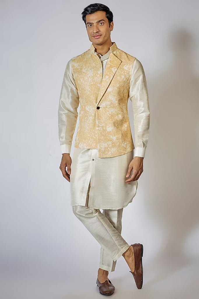 YELLOW SHADED KURTA-JACKET SET