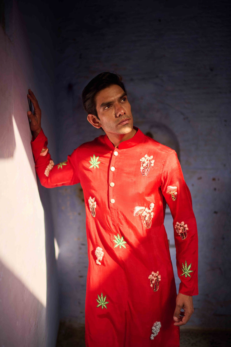 RED MAGIC CLOUDS KURTA
