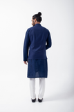 BLUE KURTA SET WITH BLUE HEAVY GARDEN EMBRIODERED BUNDI