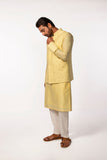 YELLOW EMBROIDERY BUNDI WITH YELLOW EMBROIDERED KURTA SET