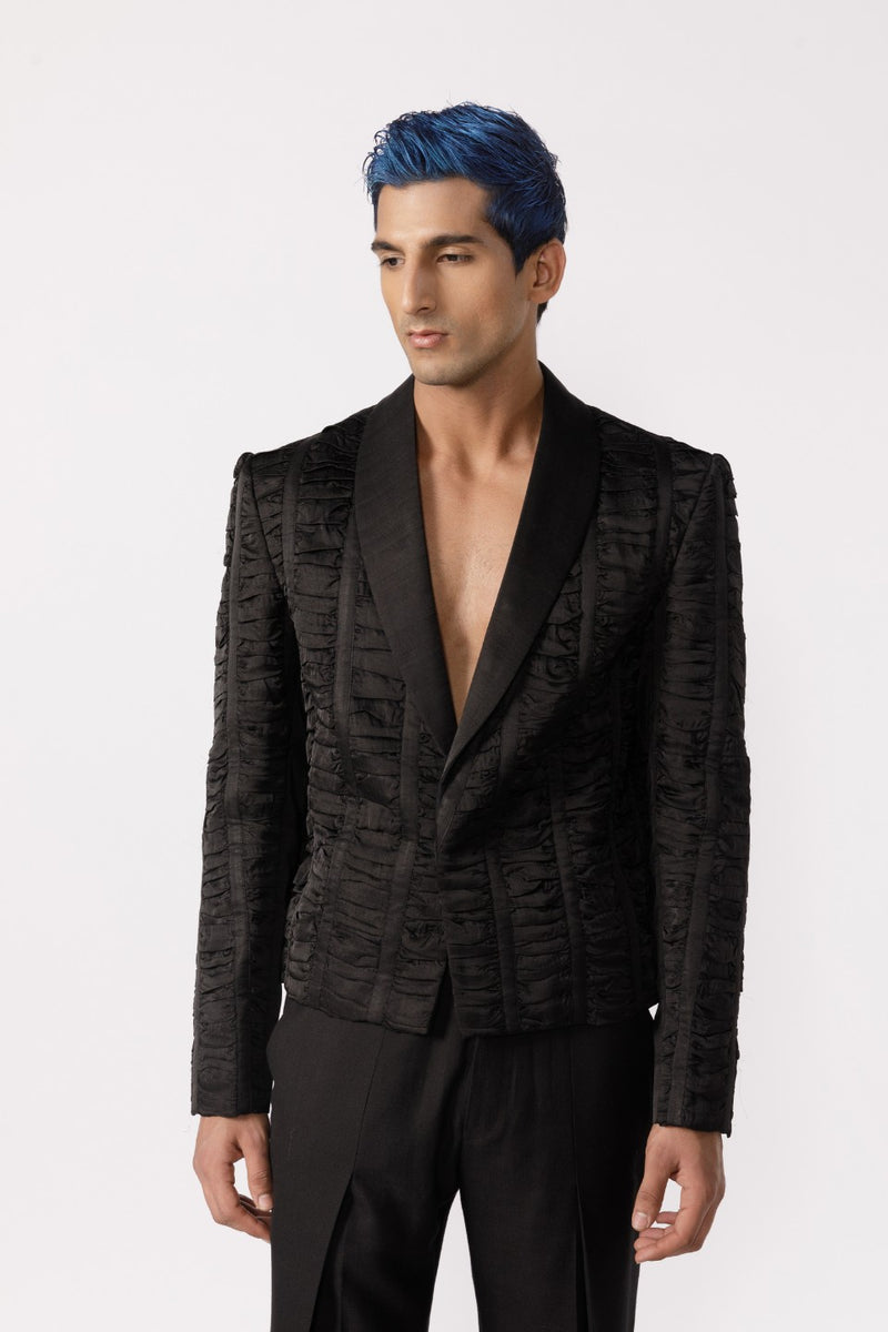 RUCHED CROPPED BLAZER