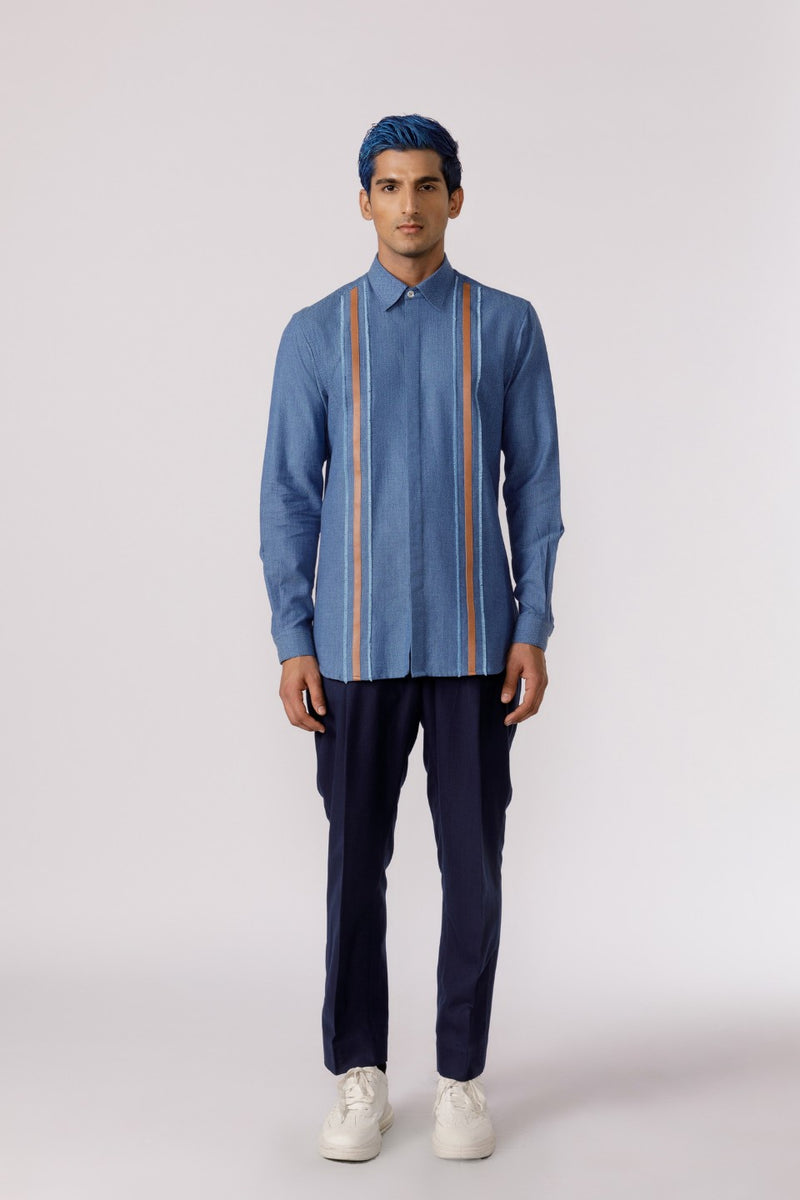 LEATHER PATCH ACCENT SHIRT