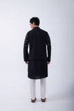 BLACK ABSTRACT EMBRIODERED KURTA SET WITH BLACK ABSTRACT EMBRIODERED BUNDI