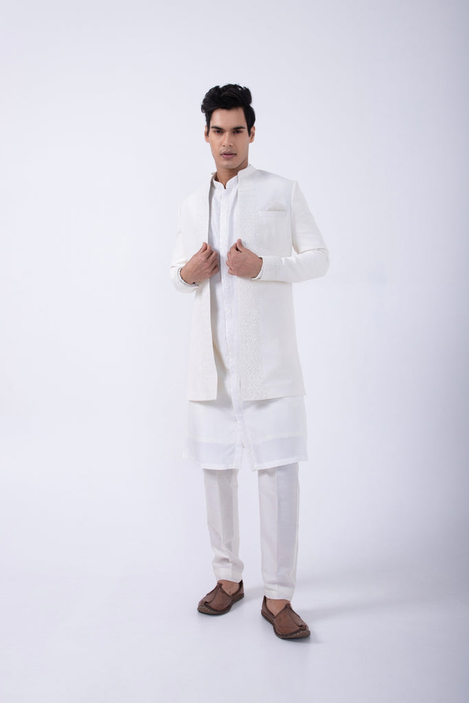 IVORY KARDANA KURTA SET WITH IVORY KARDANA OPEN JACKET