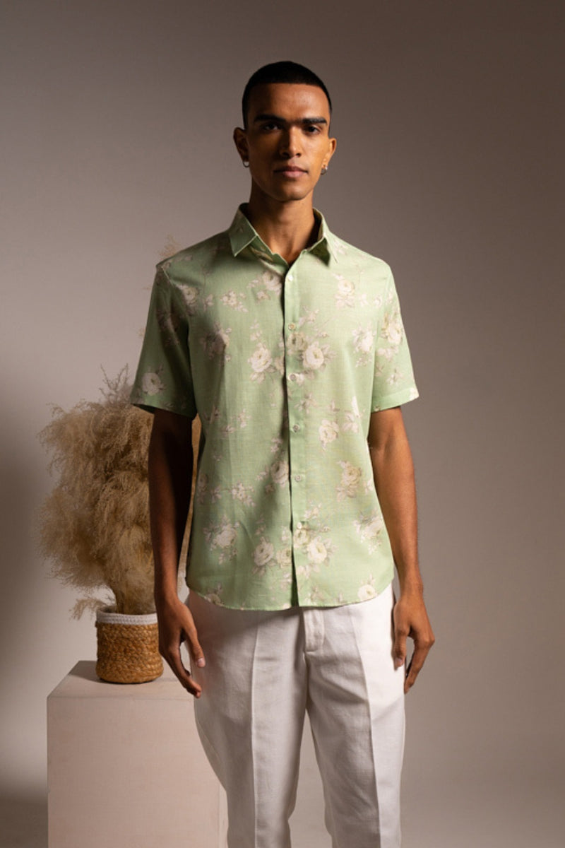 MINT WHITE ROSE SHIRT