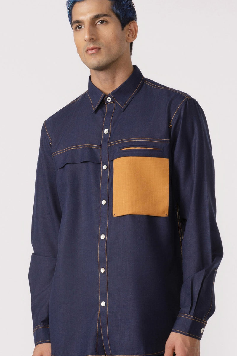 CONTRAST PATCH POCKET SHIRT