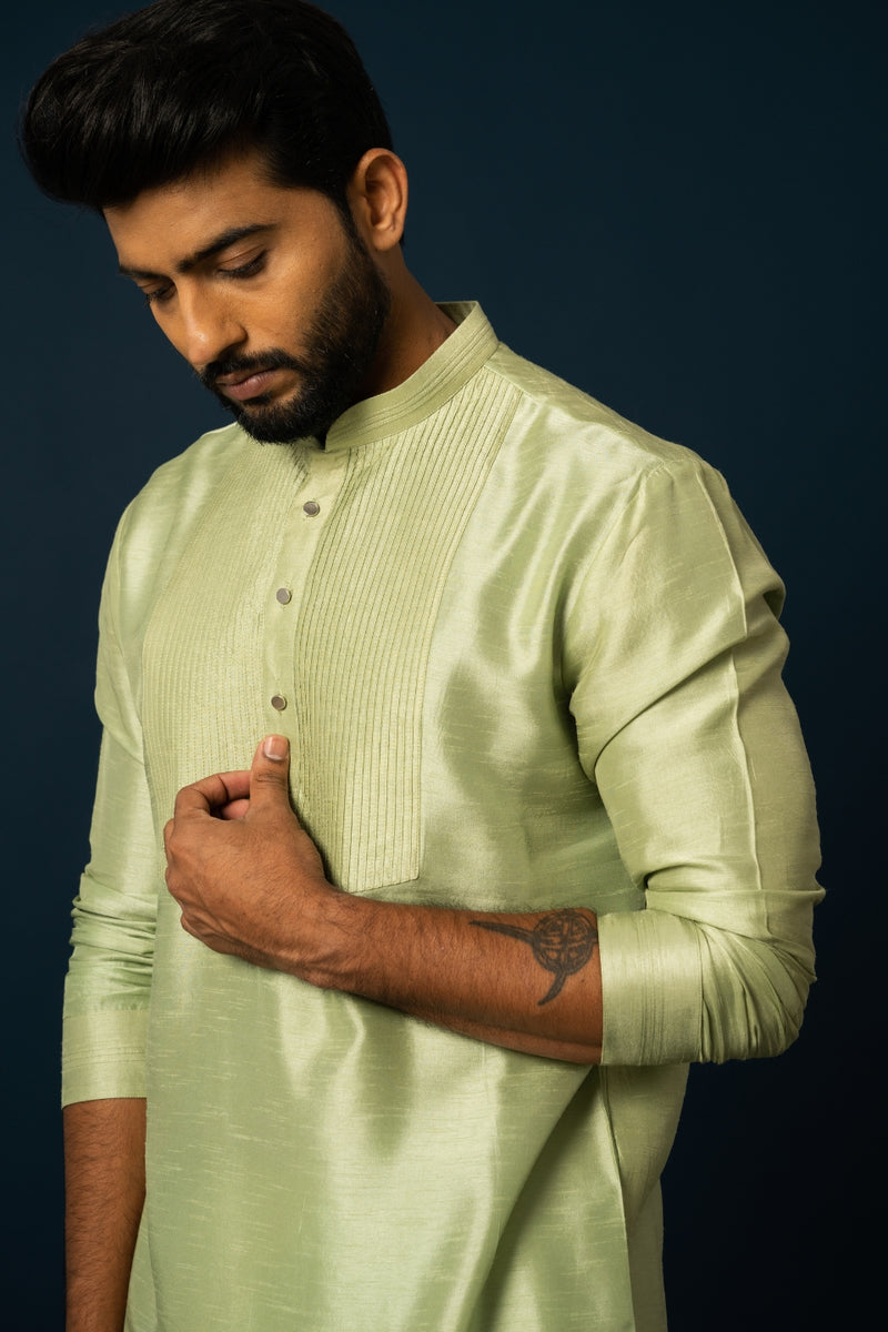 SPRING GREEN PINTUCK KURTA SET