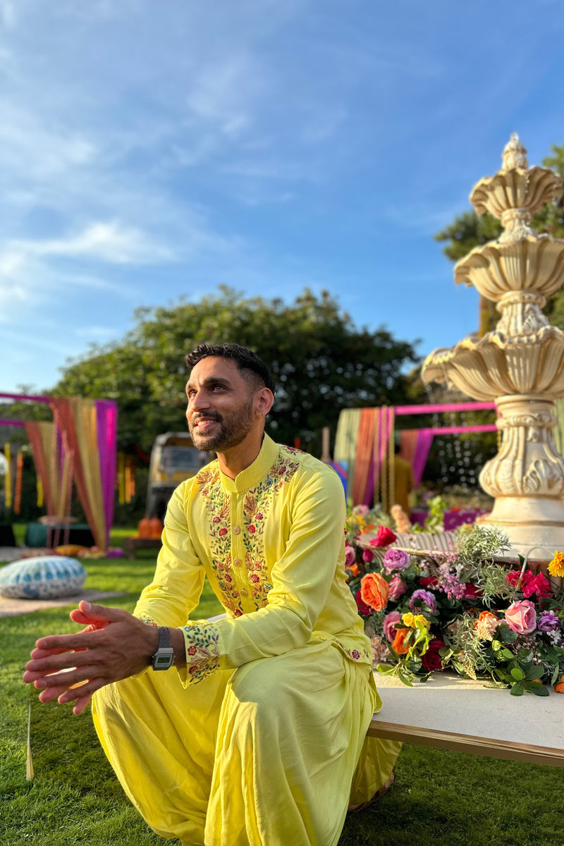 LIME MAHARAJA KASHMIRI KURTA WITH SALWAR