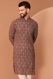 DARK RUST BROWN CHIKANKARI KURTA
