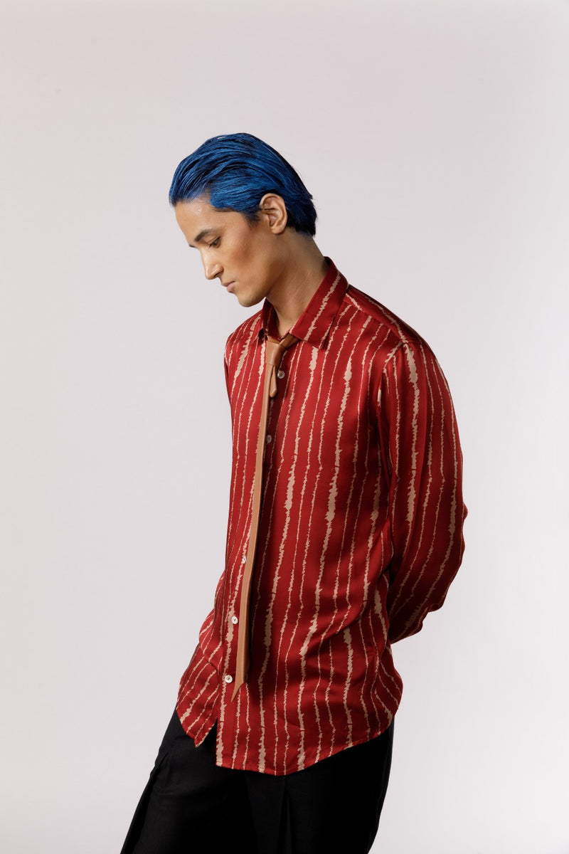 RED CASCADE SILK SHIRT