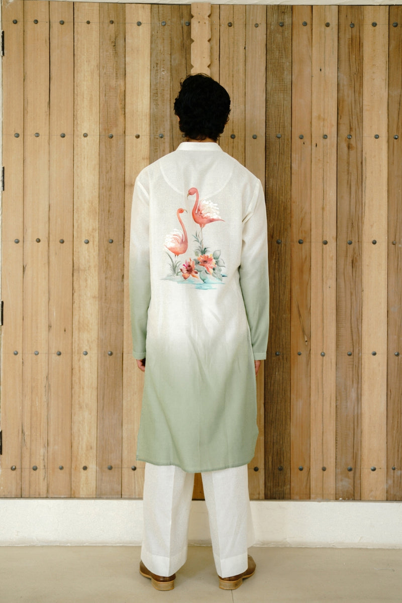 IVORY CHANDERI HAND PAINTED KURTA SET