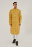GEOMETRIC EMBROIDERY KURTA SET WITH MIRROR WORK
