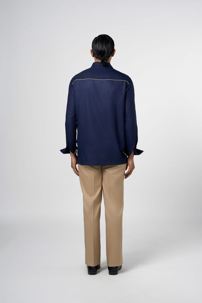 LEATHER STRIPED SHIRT