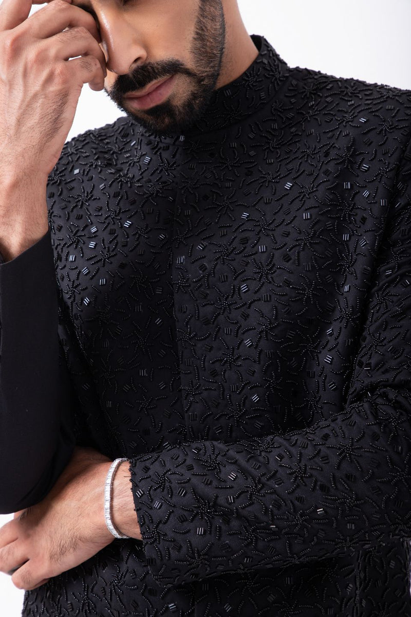 BLACK HEAVY WEB HAND EMBRIODERED INDOWESTERN