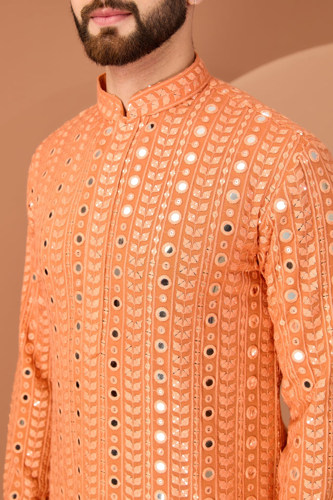 CLASSIC ORANGE MIRROR-WORK KURTA