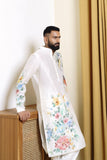 IVORY CHANDERI HAND PAINTED KURTA SET
