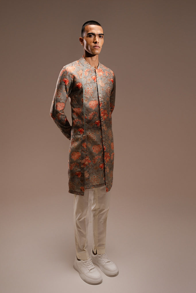 GREY HAMDARD LONG KURTA PAJAMA SET