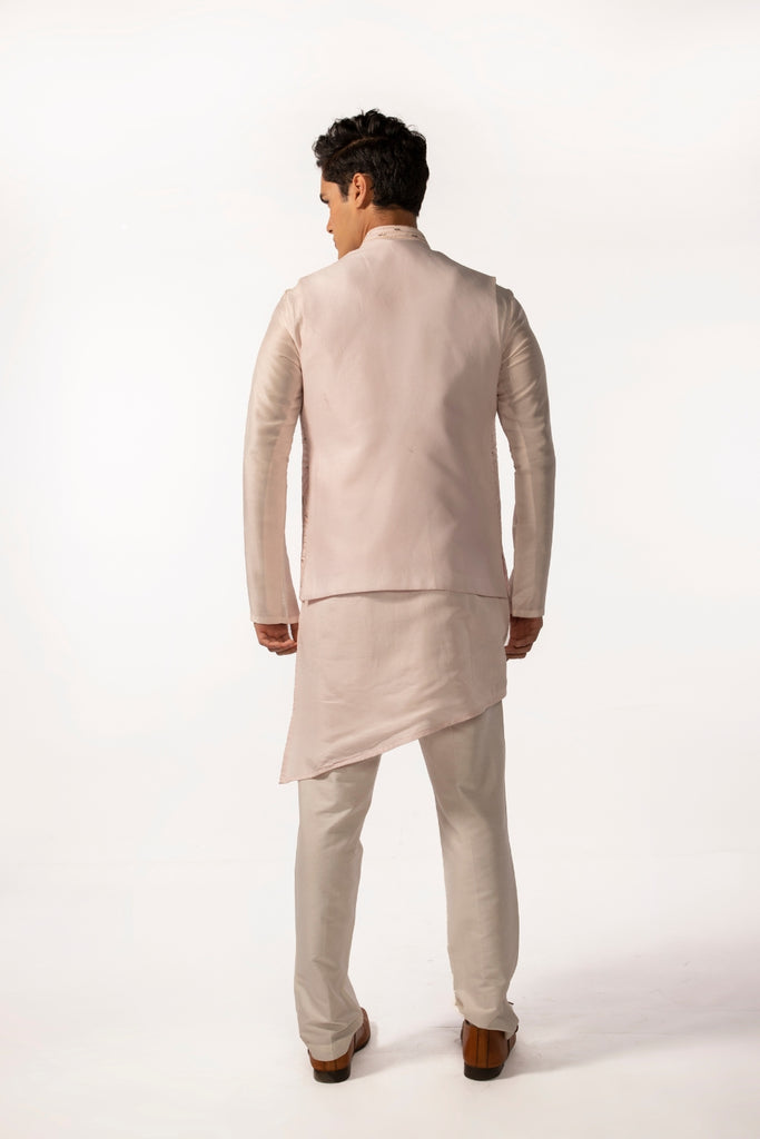 BLUSH PINK HEAVY EMBROIDERED BUNDI WITH KURTA SET