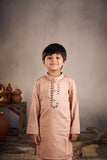 PEACH MIRROR WORK BIRD KURTA