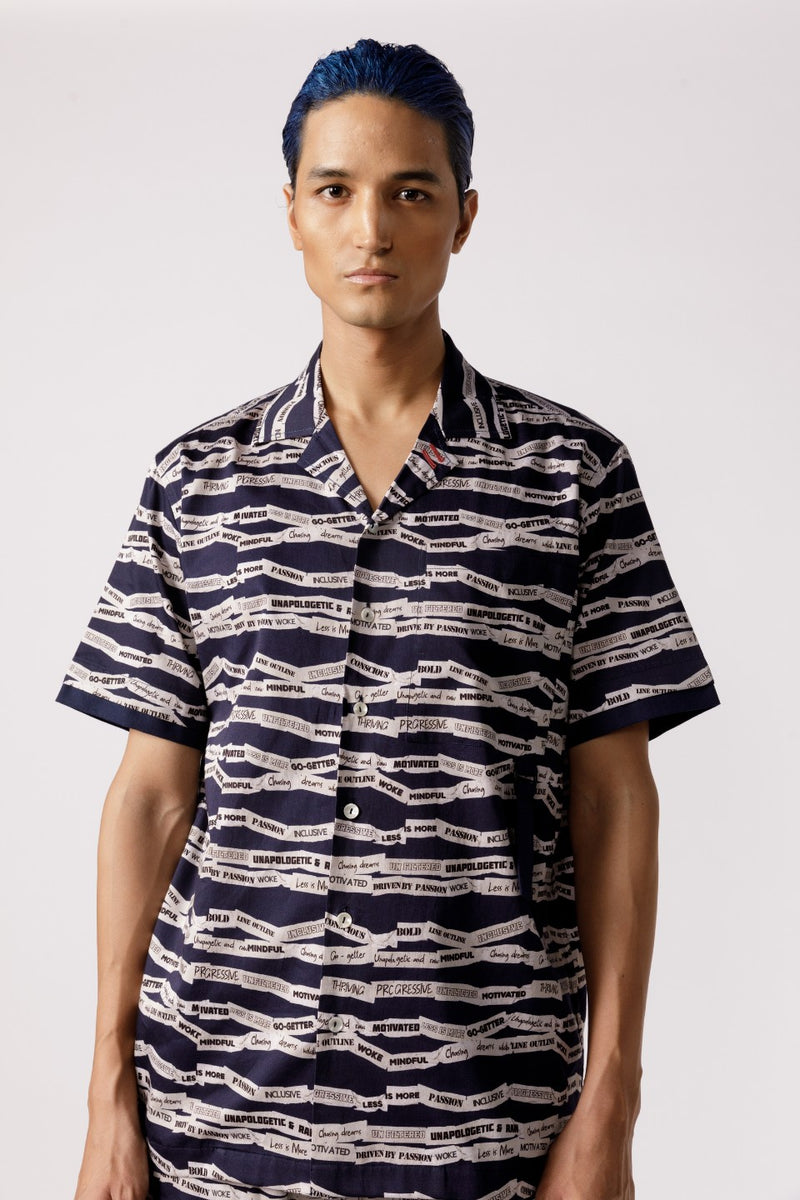 SCRATCHY PRINT RESORT SHIRT