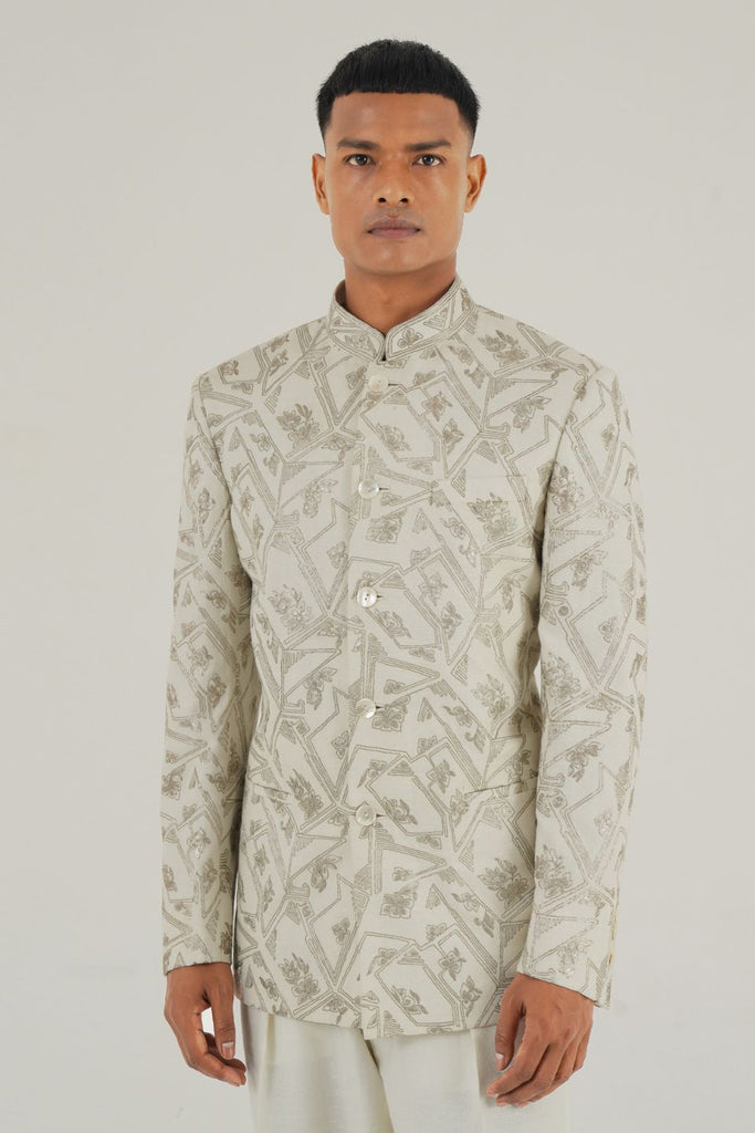 GEOMETRIC EMBROIDERED BANDHGALA