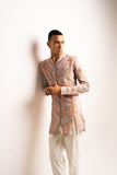 STONE VERSAILLES COTTON LINEN ZIPPER KURTA PAJAMA SET