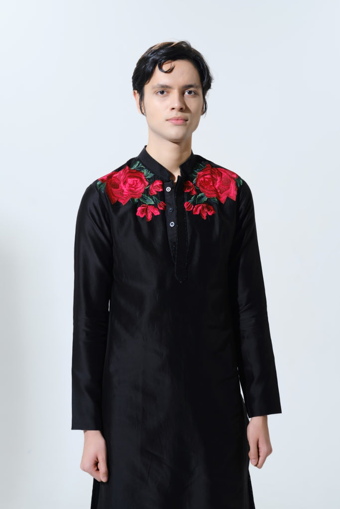 ORENTAIL CRIMSON ROSE KURTA SET